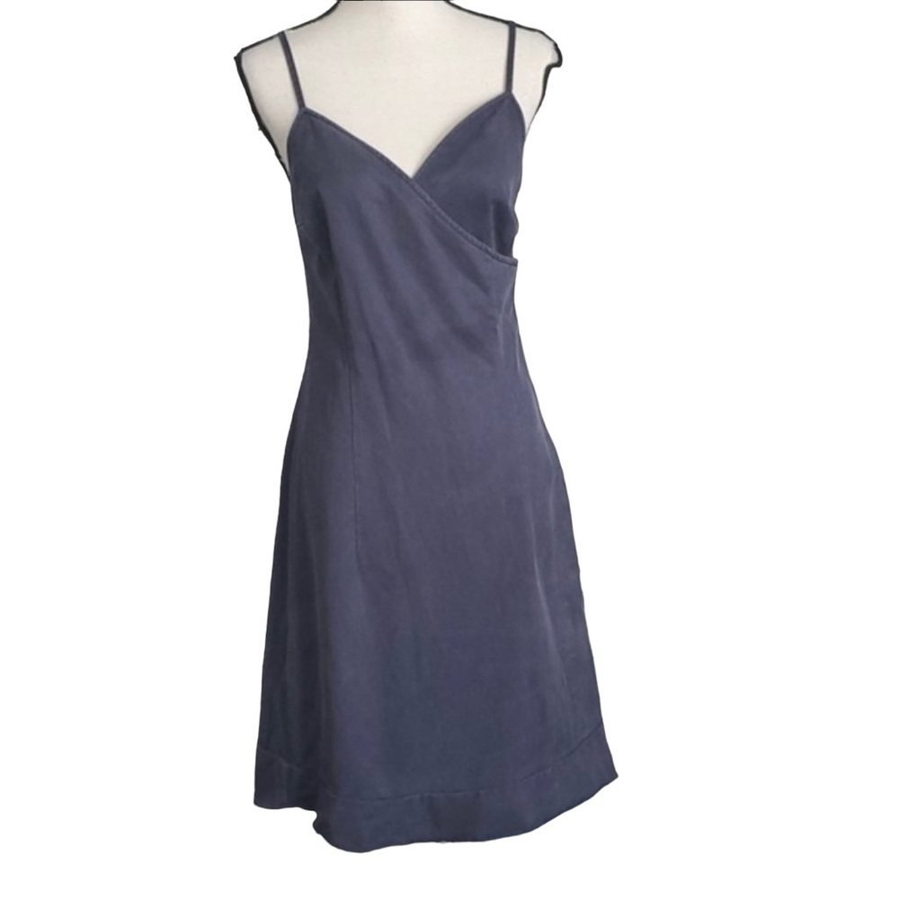 Escada Sport Faux Wrap A-Line Dress V-Neck Blue Size S